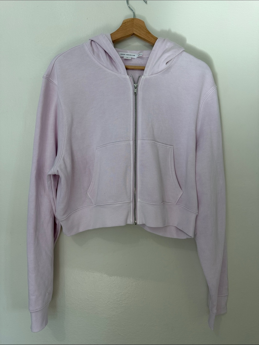 Good American Cropped Zip Hoodie - Pale Lilac